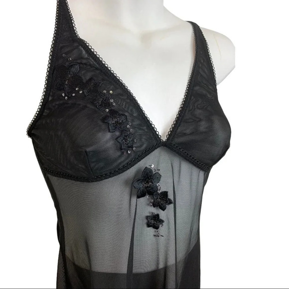 LaSenza  Black Baby Doll Lingerie Size Small Floral - Picture 3 of 12